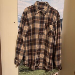 pintlar  Men's Casual Brown Plaid Shirt size xl